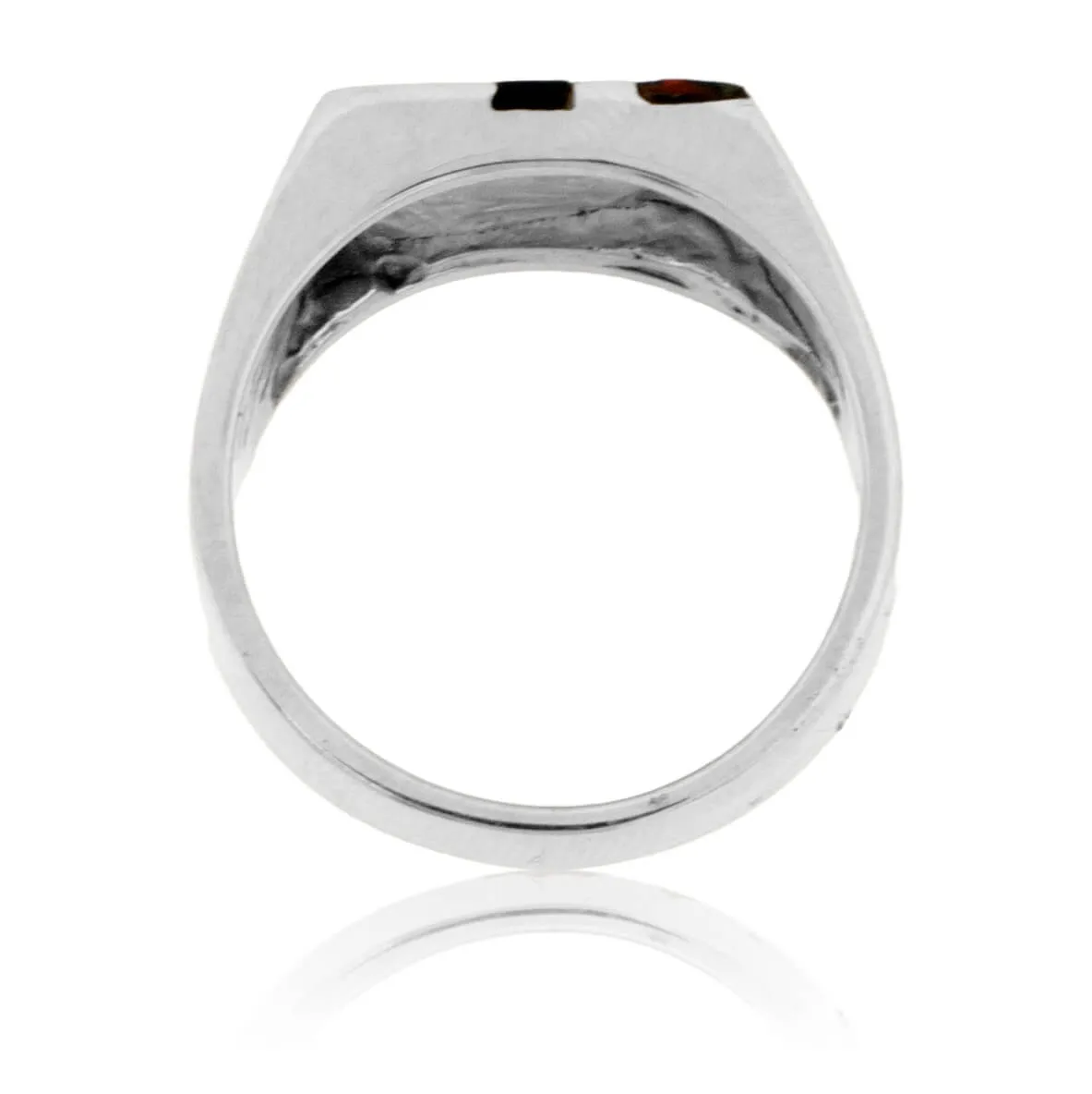 Double Inlay Dinosaur Bone & Onyx Ring