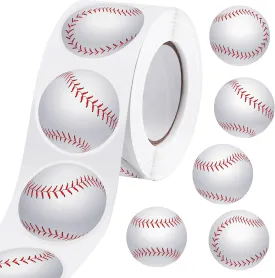 durony 500 Pieces Baseball Stickers Self-Adhesive Sports Ball Sticker Labels Roll Baseball Theme Party Decor Envelope Gift Bag Seal for Sports Party Supplies, Team Gift, Birthday Parties