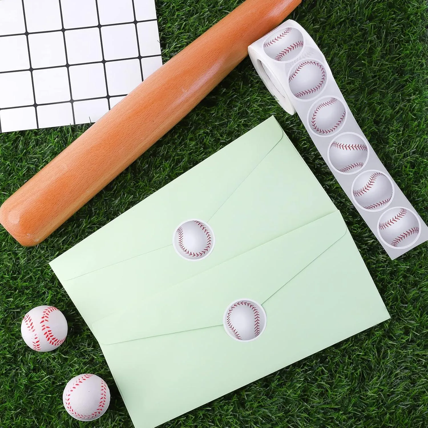 durony 500 Pieces Baseball Stickers Self-Adhesive Sports Ball Sticker Labels Roll Baseball Theme Party Decor Envelope Gift Bag Seal for Sports Party Supplies, Team Gift, Birthday Parties
