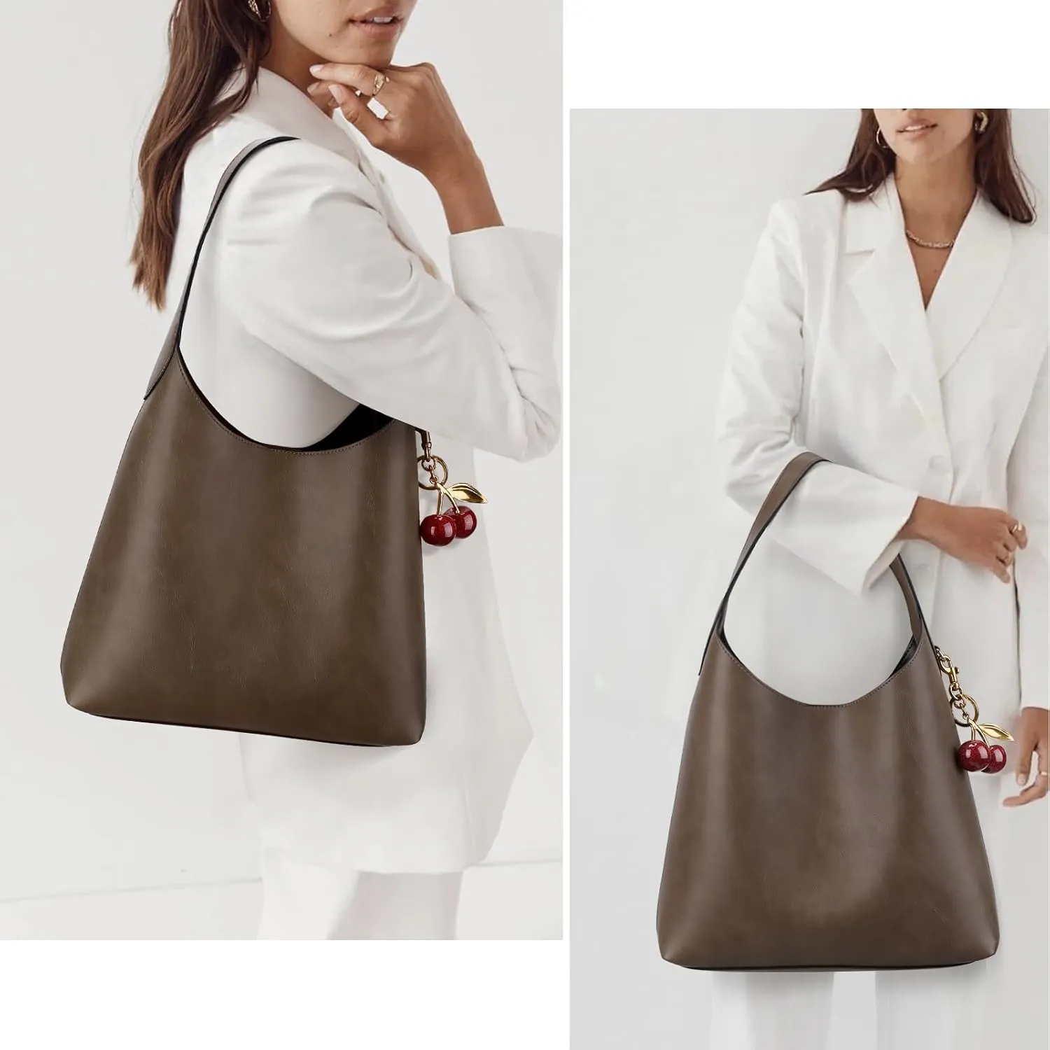 Faux Suede Hobo Bags Vegan Leather Shoulder Bag Tote for Women Medium Slouchy Designer Handbags Purses Fall Fashion
