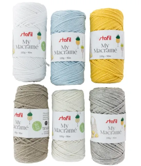 Fil MY MACRAME 2 mm 100 g 15 couleurs.