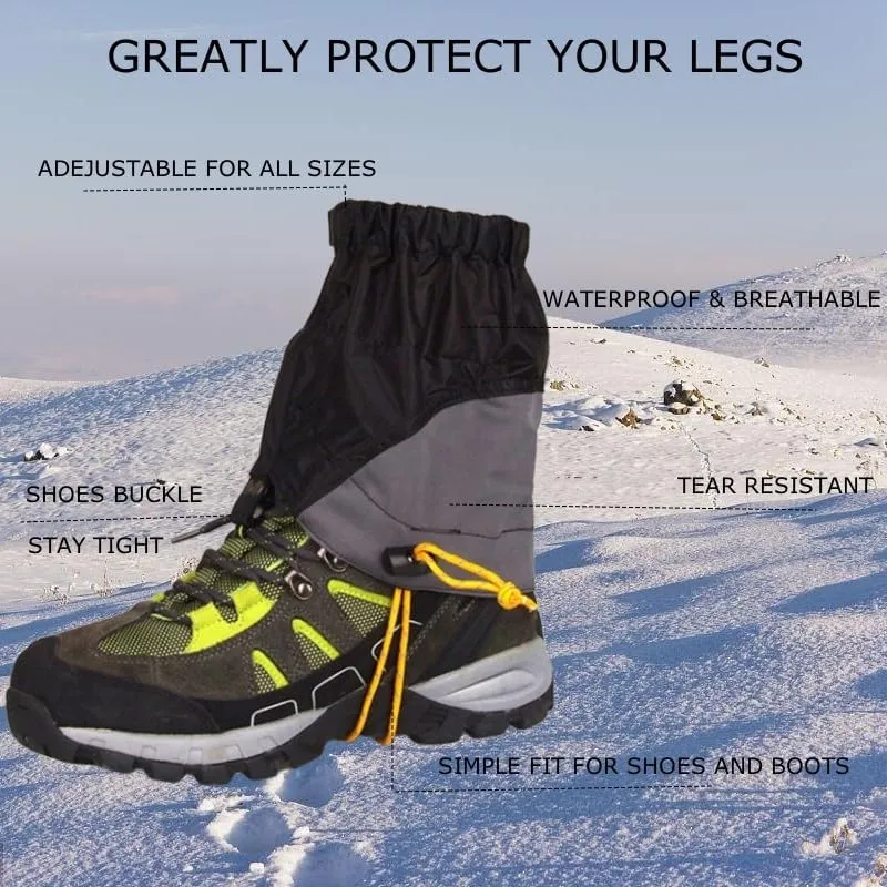 Gators for Hiking Boots and Shoes Waterproof Adjustable Lightweight Leg Gaiters for Men Women Gaiters for Snowshoeing