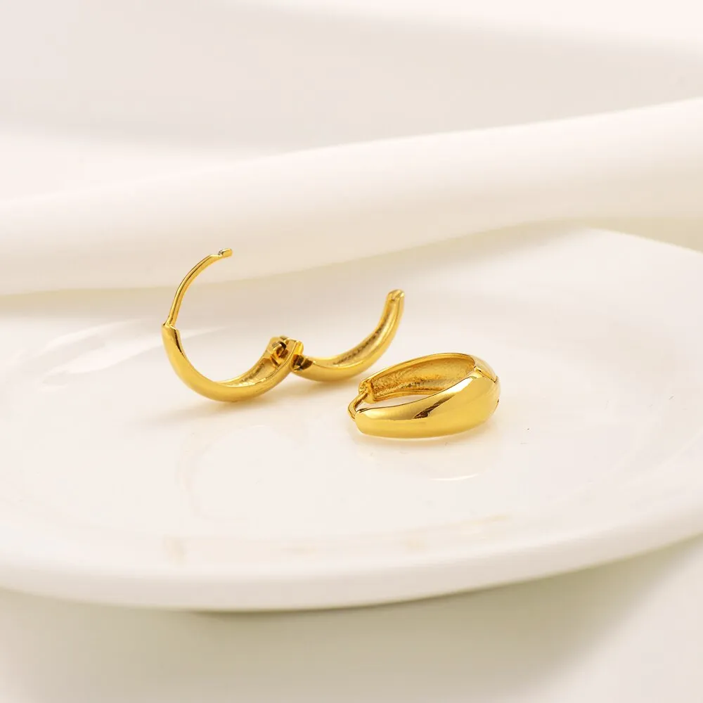 Gold Color Hoop Earrings for Women  Simple Round Circle Huggies Ear Rings