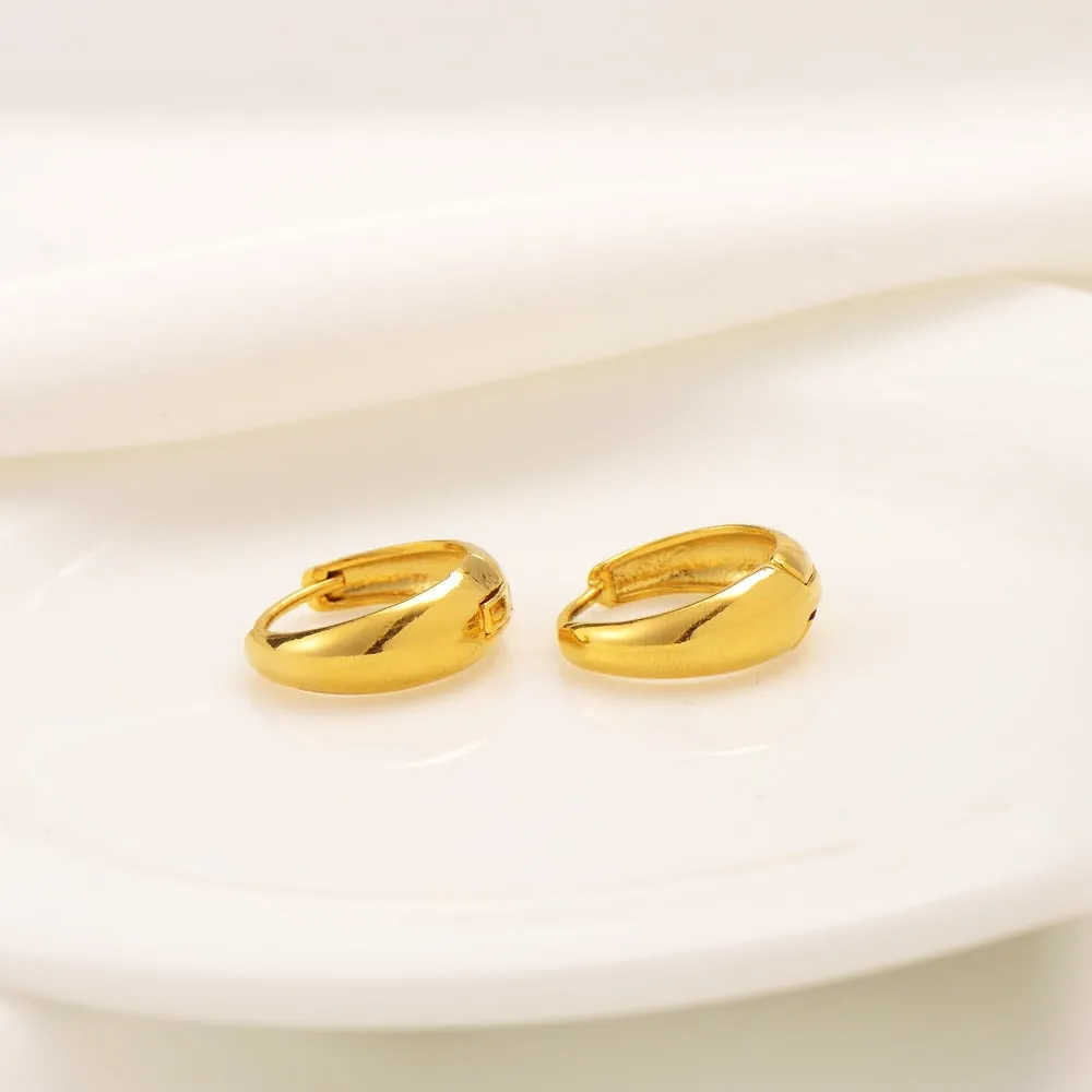 Gold Color Hoop Earrings for Women  Simple Round Circle Huggies Ear Rings