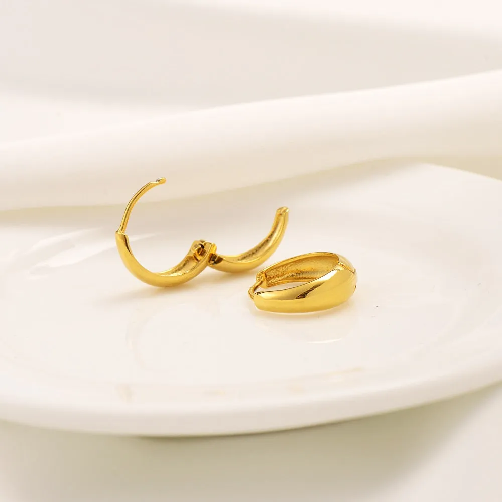 Gold Color Hoop Earrings for Women  Simple Round Circle Huggies Ear Rings