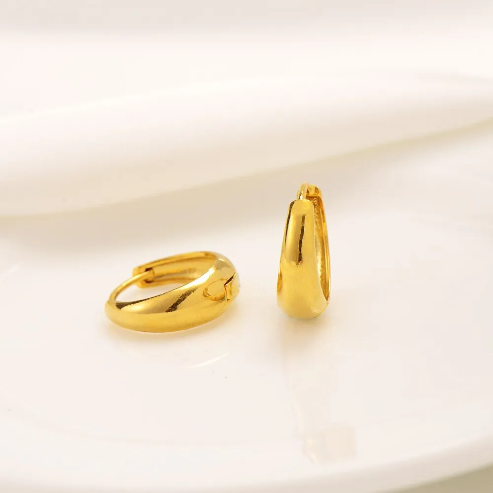 Gold Color Hoop Earrings for Women  Simple Round Circle Huggies Ear Rings