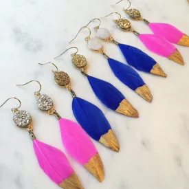 Gold Dipped Feather Earrings
