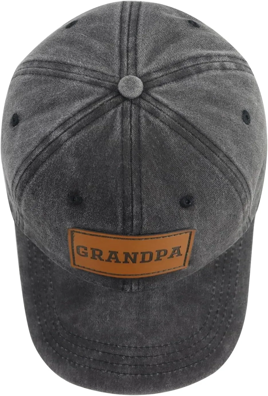 Grandpa Leather Patch Hat for Men, Funny Adjustable Cotton Grandfather Baseball Cap