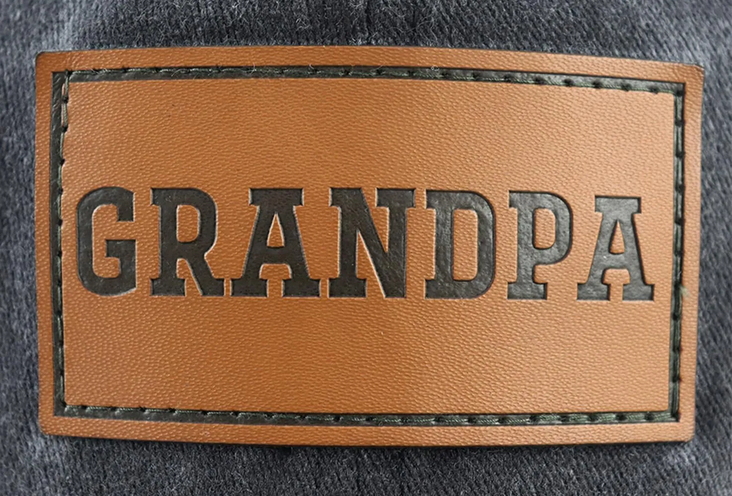 Grandpa Leather Patch Hat for Men, Funny Adjustable Cotton Grandfather Baseball Cap