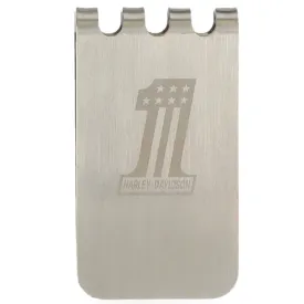 Harley-Davidson Etched #1 Logo Metal Money Clip W/ Bottle Opener, Silver MAU901