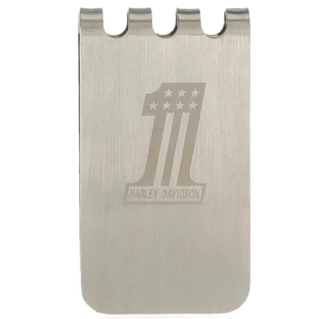 Harley-Davidson Etched #1 Logo Metal Money Clip W/ Bottle Opener, Silver MAU901