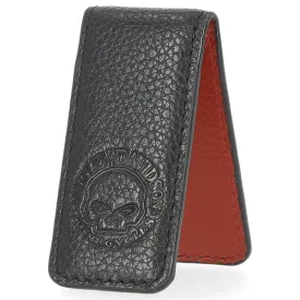 Harley-Davidson Men's Willie G Skull Leather Magnetic Money Clip, Black MAU-802-08