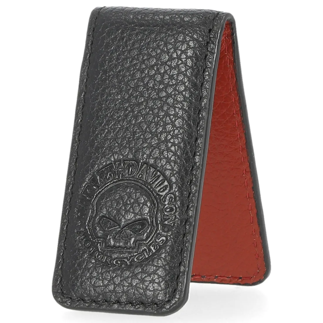 Harley-Davidson Men's Willie G Skull Leather Magnetic Money Clip, Black MAU-802-08