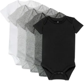 HonestBaby 5-pack Short Sleeve Bodysuits One-piece 100% Organic Cotton for Infant Baby Boys