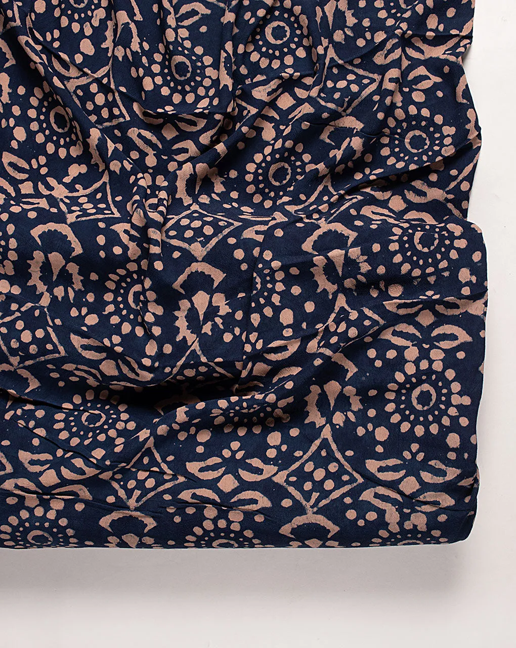 Indigo Hand Block Moss Crepe Fabric