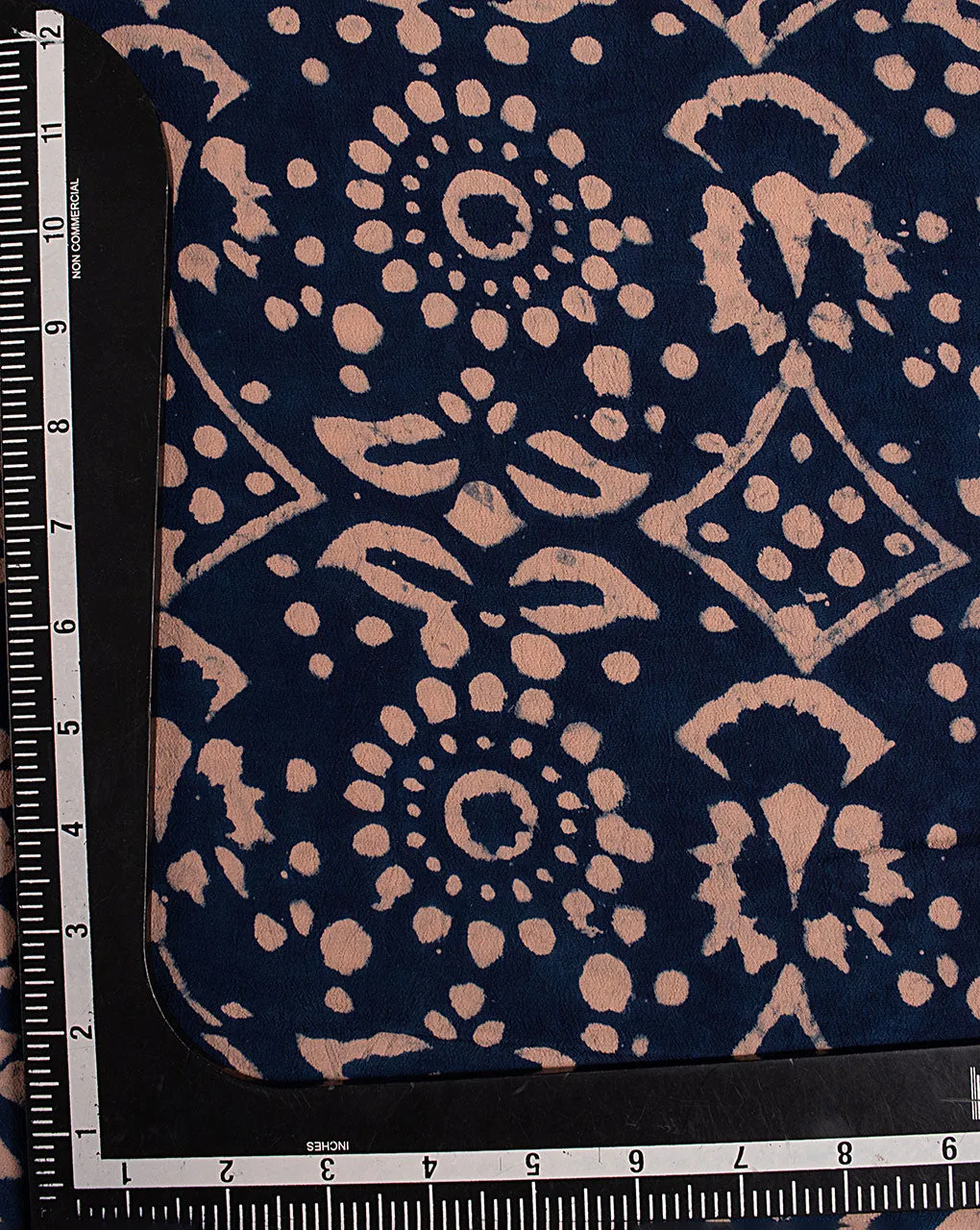 Indigo Hand Block Moss Crepe Fabric