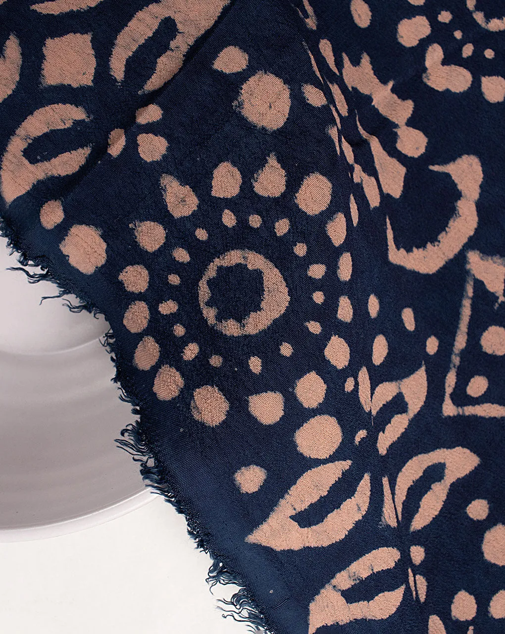 Indigo Hand Block Moss Crepe Fabric