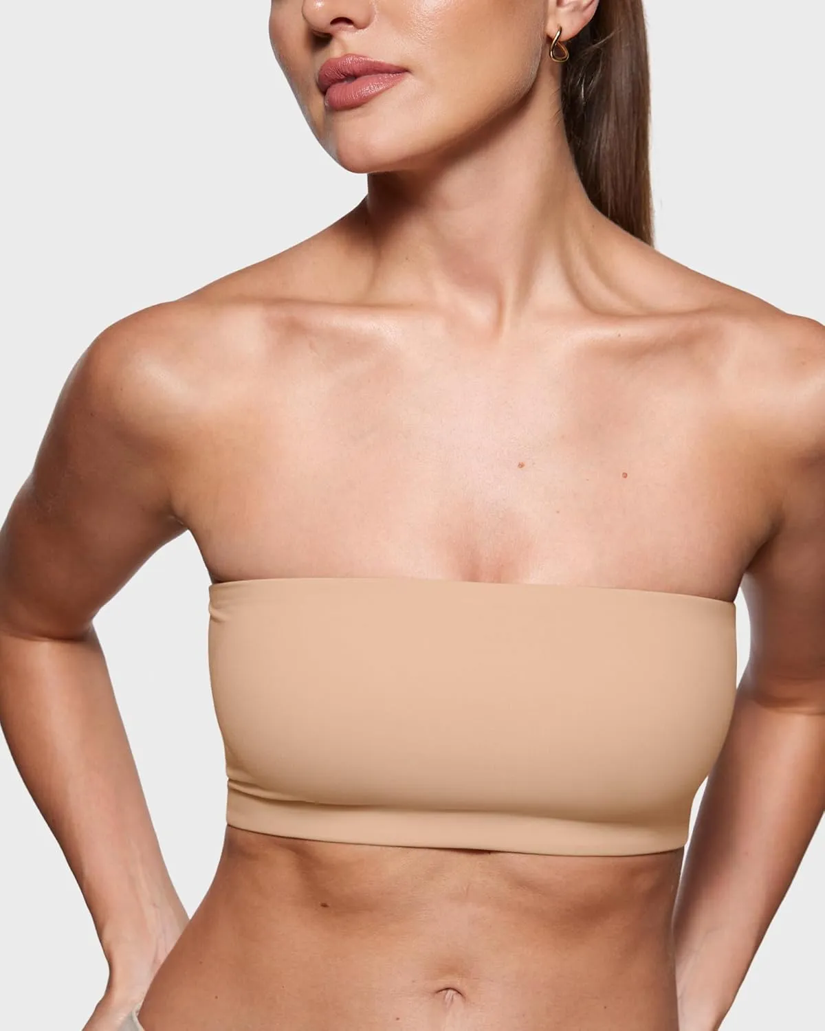 INLYRIC Women's Inbarely Strapless Bandeau Bra Bralette Tube Top Seamless Comfortable Stretchy Non Padded Bras Tops