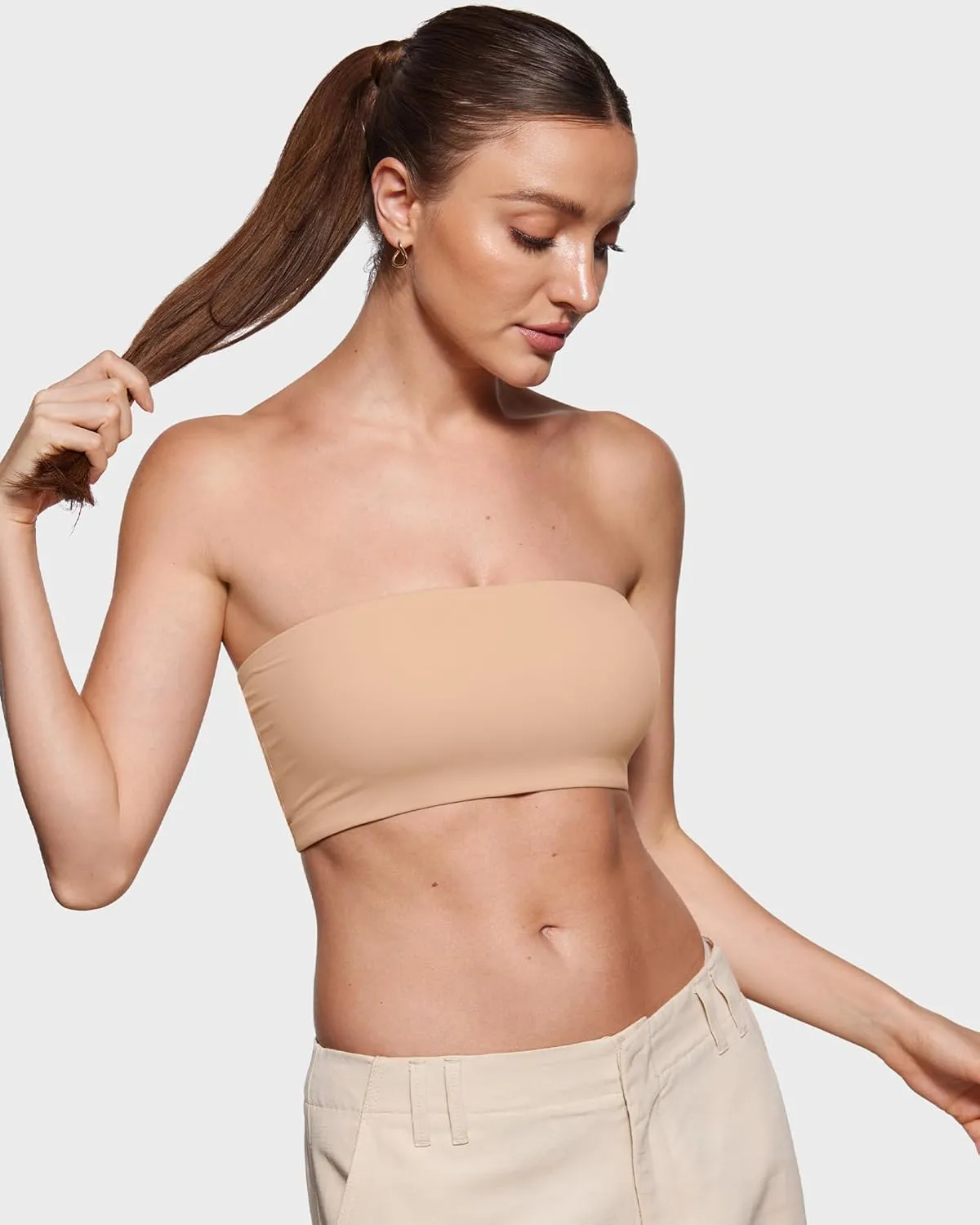 INLYRIC Women's Inbarely Strapless Bandeau Bra Bralette Tube Top Seamless Comfortable Stretchy Non Padded Bras Tops