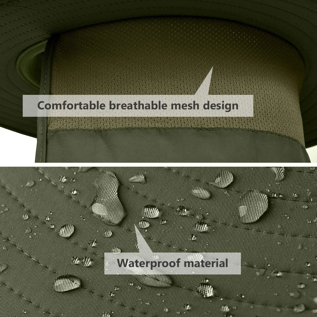 IYEBRAO 2 Pack Mens UV Protection Sun Hat with Neck Flap Summer Foldable Mesh Boonie Cap for Fishing Hiking Garden Work