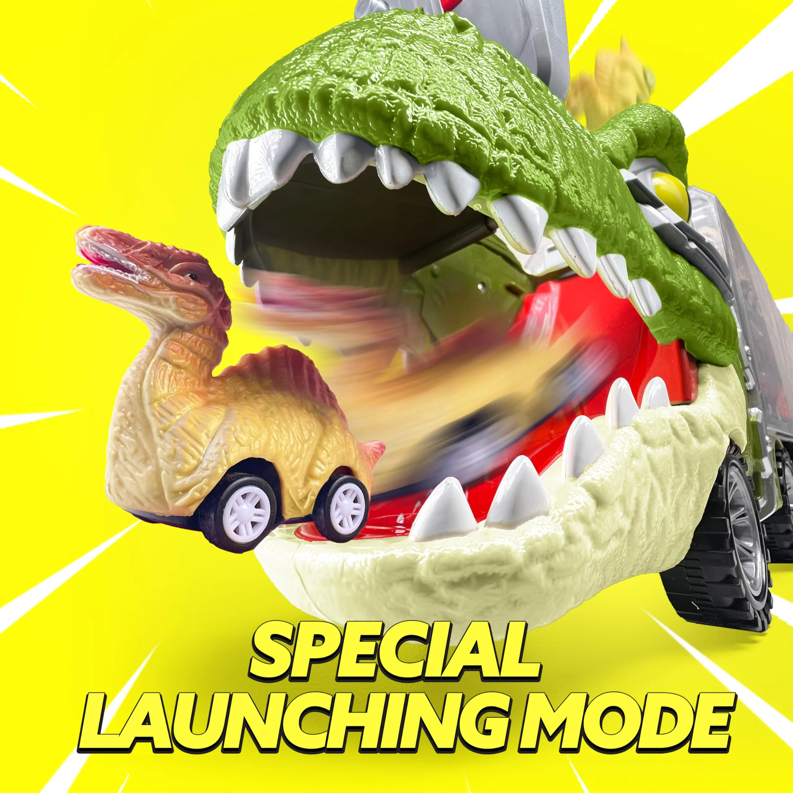 JOYIN 13 in 1 Dinosaur Toys for Kids 3-5, Dinosaur Truck with 12 Pull Back Cars, Dinosaur Cars Set, Birthday Gifts Toys for 3 4 5  Year Old Boy, Transport Carrier Truck for Toddlers 3-4 Years
