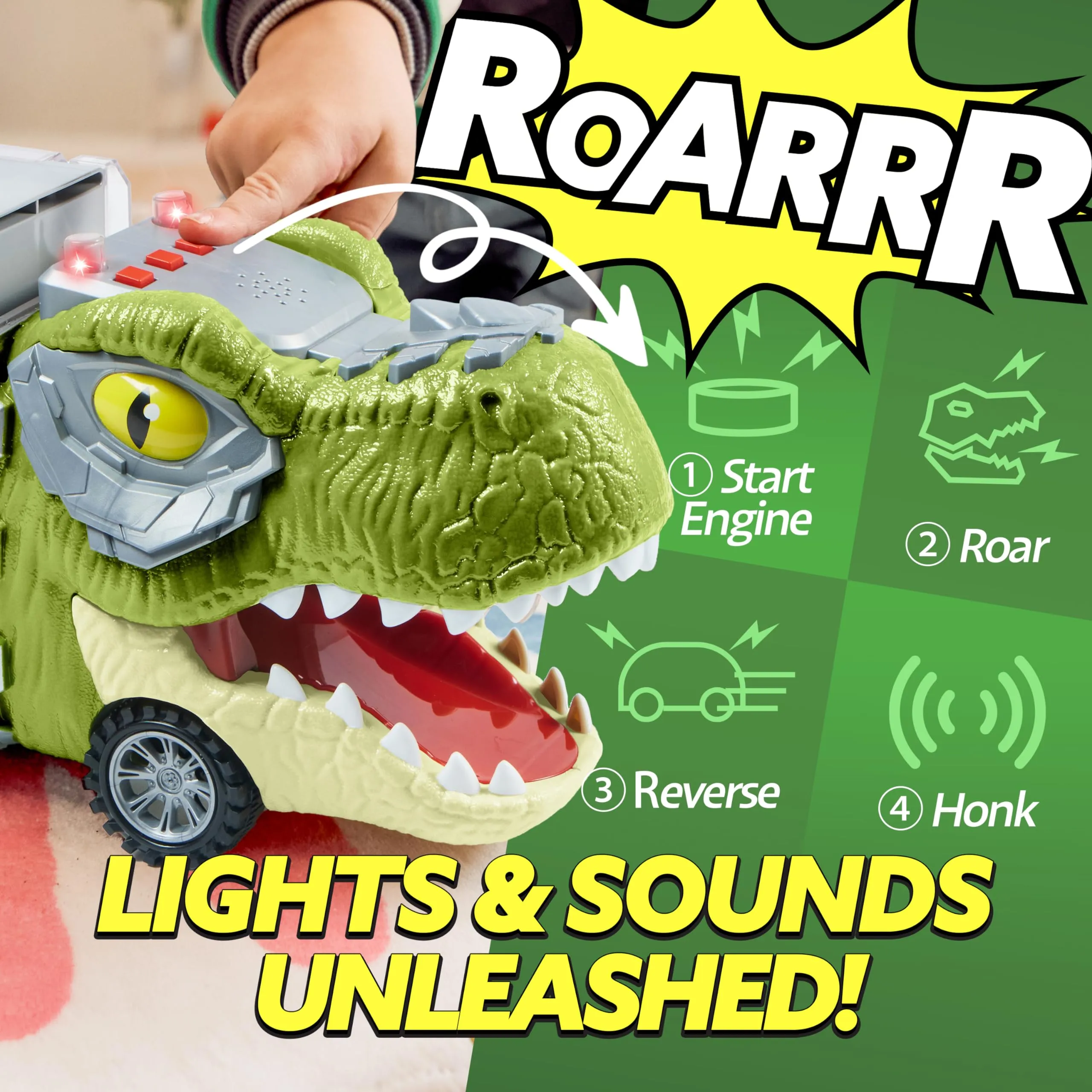 JOYIN 13 in 1 Dinosaur Toys for Kids 3-5, Dinosaur Truck with 12 Pull Back Cars, Dinosaur Cars Set, Birthday Gifts Toys for 3 4 5  Year Old Boy, Transport Carrier Truck for Toddlers 3-4 Years