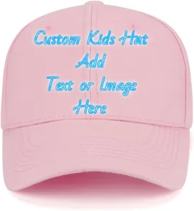 Kids Custom Hat Boys Baseball Cap with Picture Text Personalized Girls Sun-Hat Relaxed Adjustable Performance Cap for Gifts