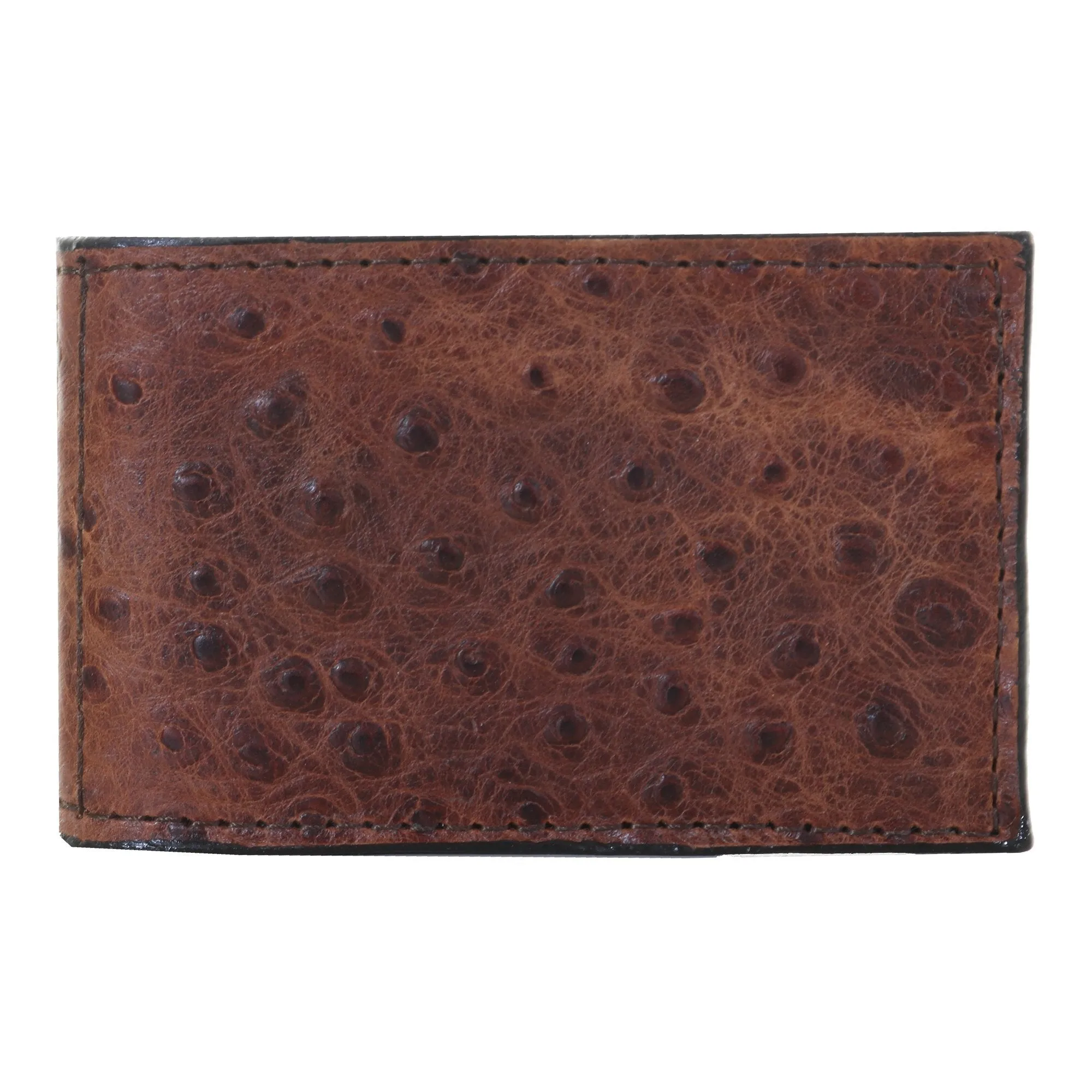 MC147 - Cognac Ostrich Print Money Clip