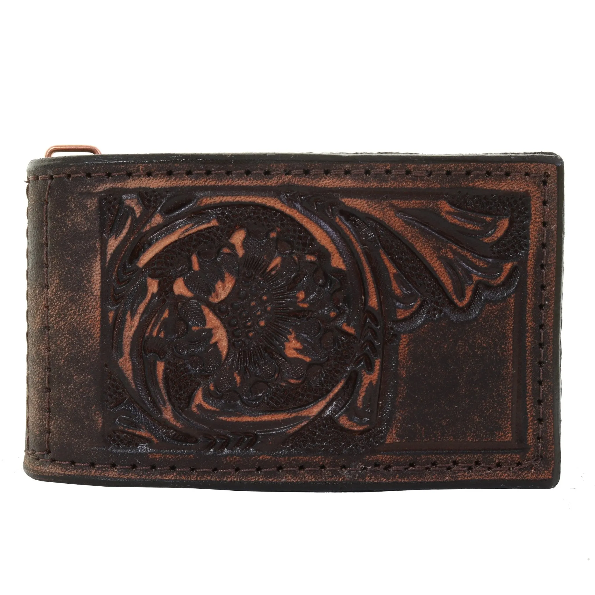 MC155 - Brown Vintage Tooled Money Clip