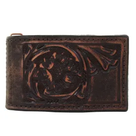 MC155 - Brown Vintage Tooled Money Clip