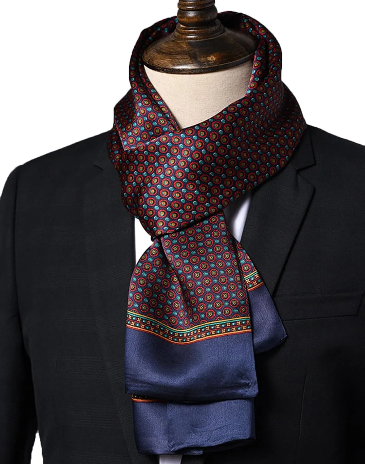 Men's 100 Silk Scarf Double Layers Fashion Neckerchief Formal Casual