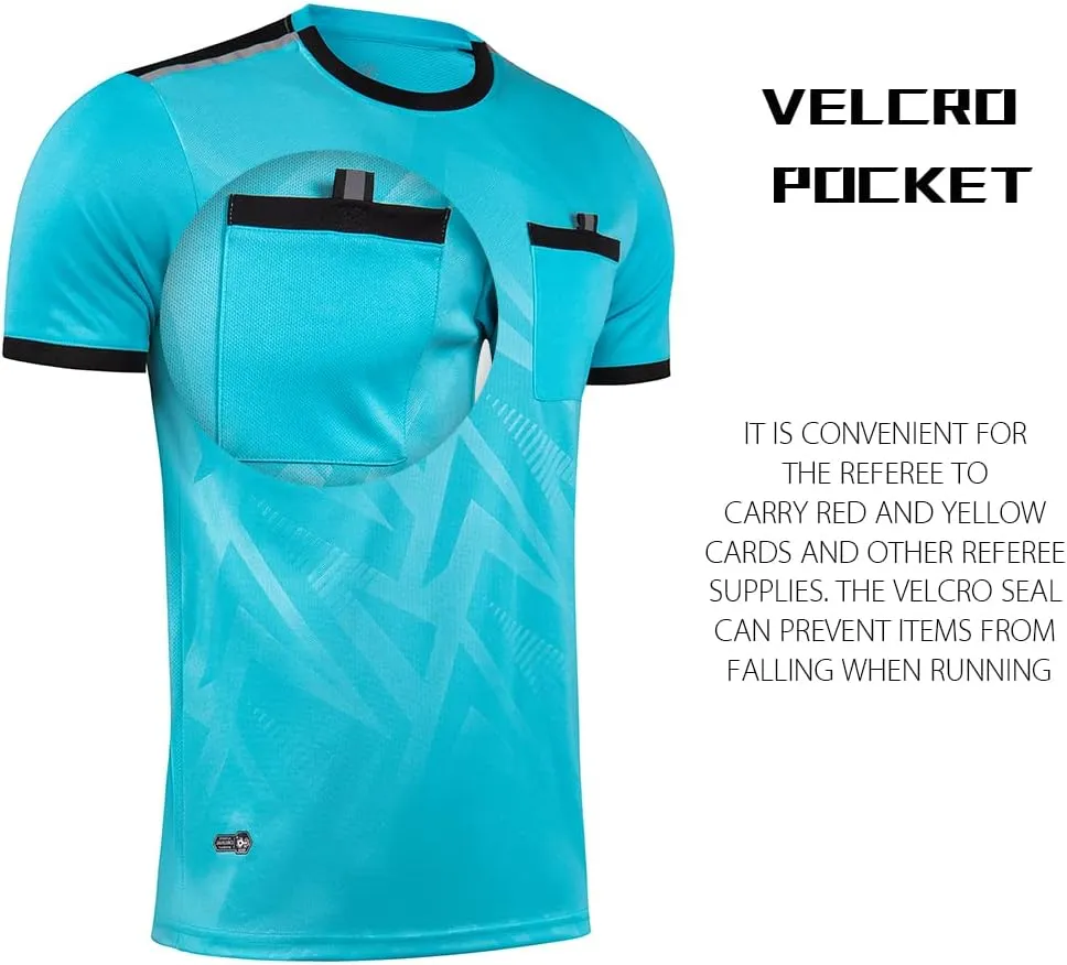 Men's Soccer Referee Uniform Short Sleeve Pro Referee Soccer Jersey - Includes Referee Jersey and Shorts