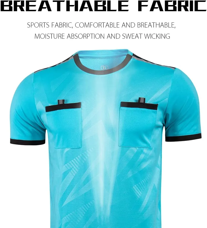 Men's Soccer Referee Uniform Short Sleeve Pro Referee Soccer Jersey - Includes Referee Jersey and Shorts