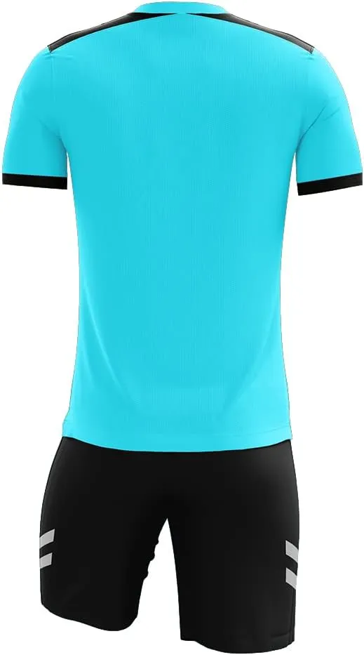Men's Soccer Referee Uniform Short Sleeve Pro Referee Soccer Jersey - Includes Referee Jersey and Shorts