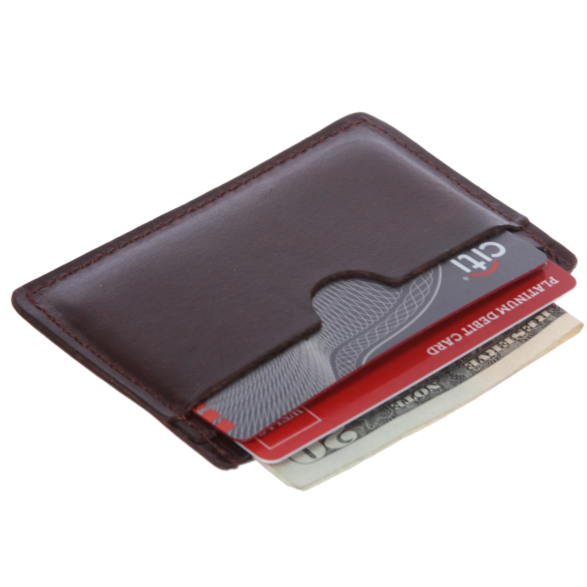 Micro Sleeve, Slim Leather Card & Cash Holder Wallet (Max. 3 cards and cash)