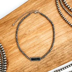Navajo Inspired Choker with Bar Pendant in Black