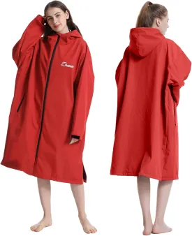 Oksun Oversized Waterproof Swim Parka: Windproof Warm Swimming Coat - Water Resistant Jacket - Thin Fleece Lined Surf Poncho