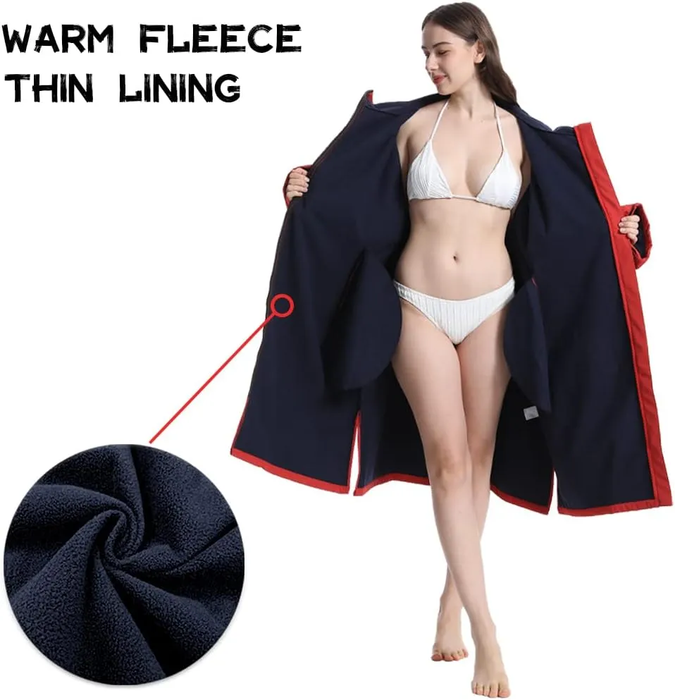 Oksun Oversized Waterproof Swim Parka: Windproof Warm Swimming Coat - Water Resistant Jacket - Thin Fleece Lined Surf Poncho