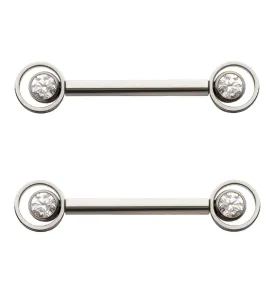 Orbital Clear CZ Titanium Threadless Nipple Barbell