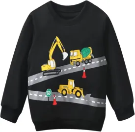 Popshion Toddler Boys Sweatshirt Cotton Lightweight Kids Winter Warm Sweater Crewneck Pullover Tops