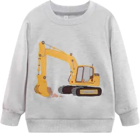 Popshion Toddler Boys Sweatshirt Cotton Lightweight Kids Winter Warm Sweater Crewneck Pullover Tops