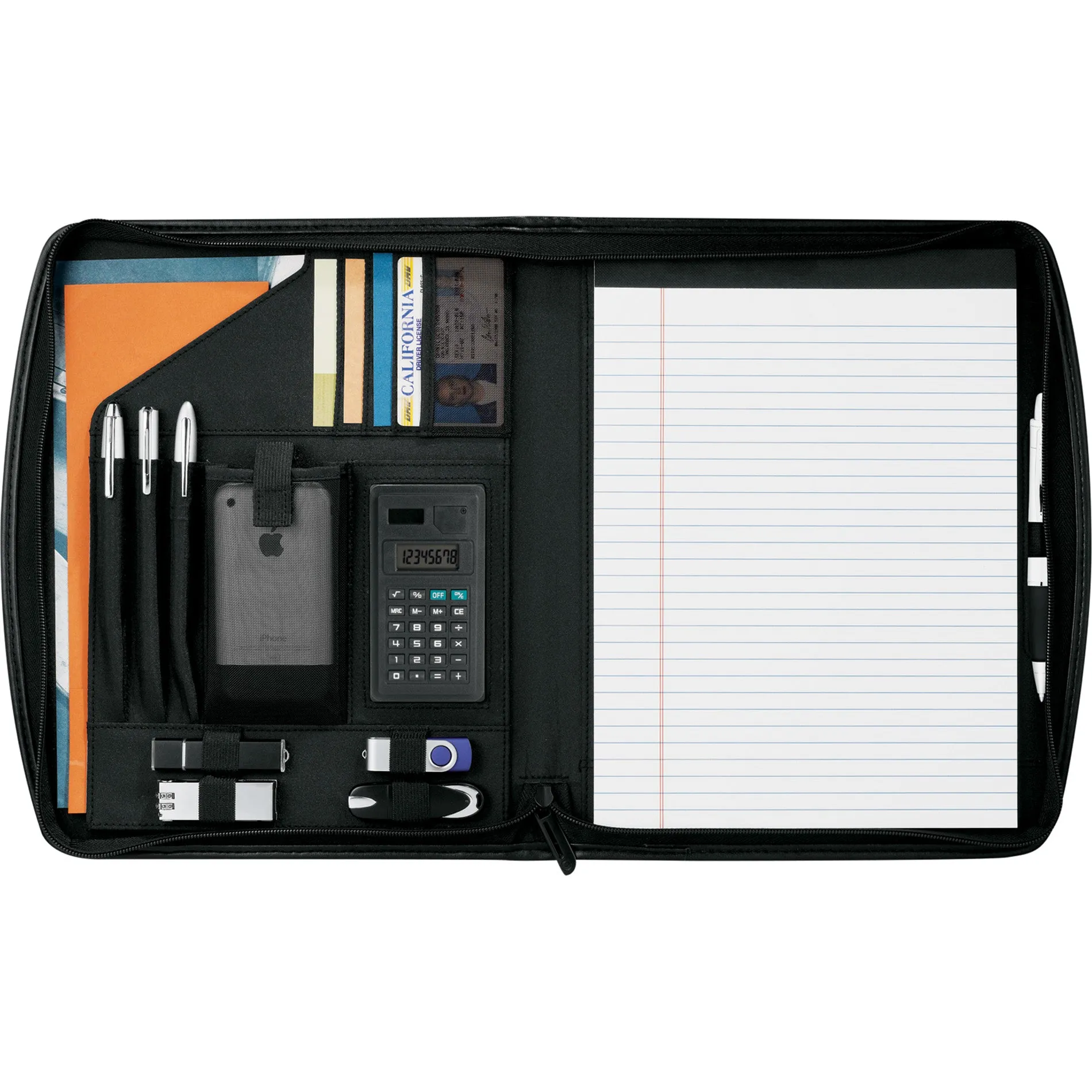Precision Zippered Padfolio 6745 Black