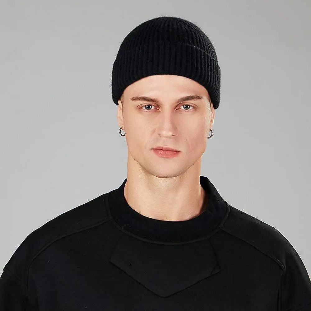 ROYBENS 4 Pack Wool Fisherman Beanies for Men, Knit Short Watch Cap Winter Warm Hats