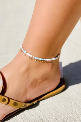 Rubber Bead & Chain Anklet - Lt. Blue