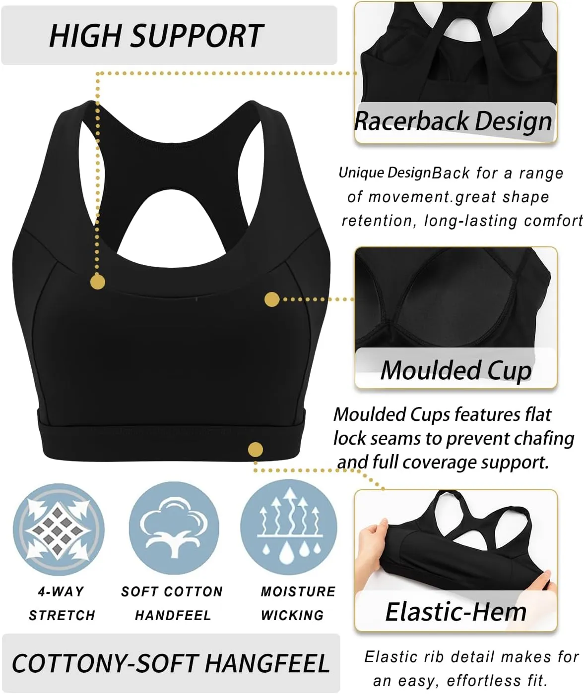 RUNNING GIRL Sports Bras for Women High Support,Racerback Molded Cup High Impact Sports Bra Workout Yoga Bra