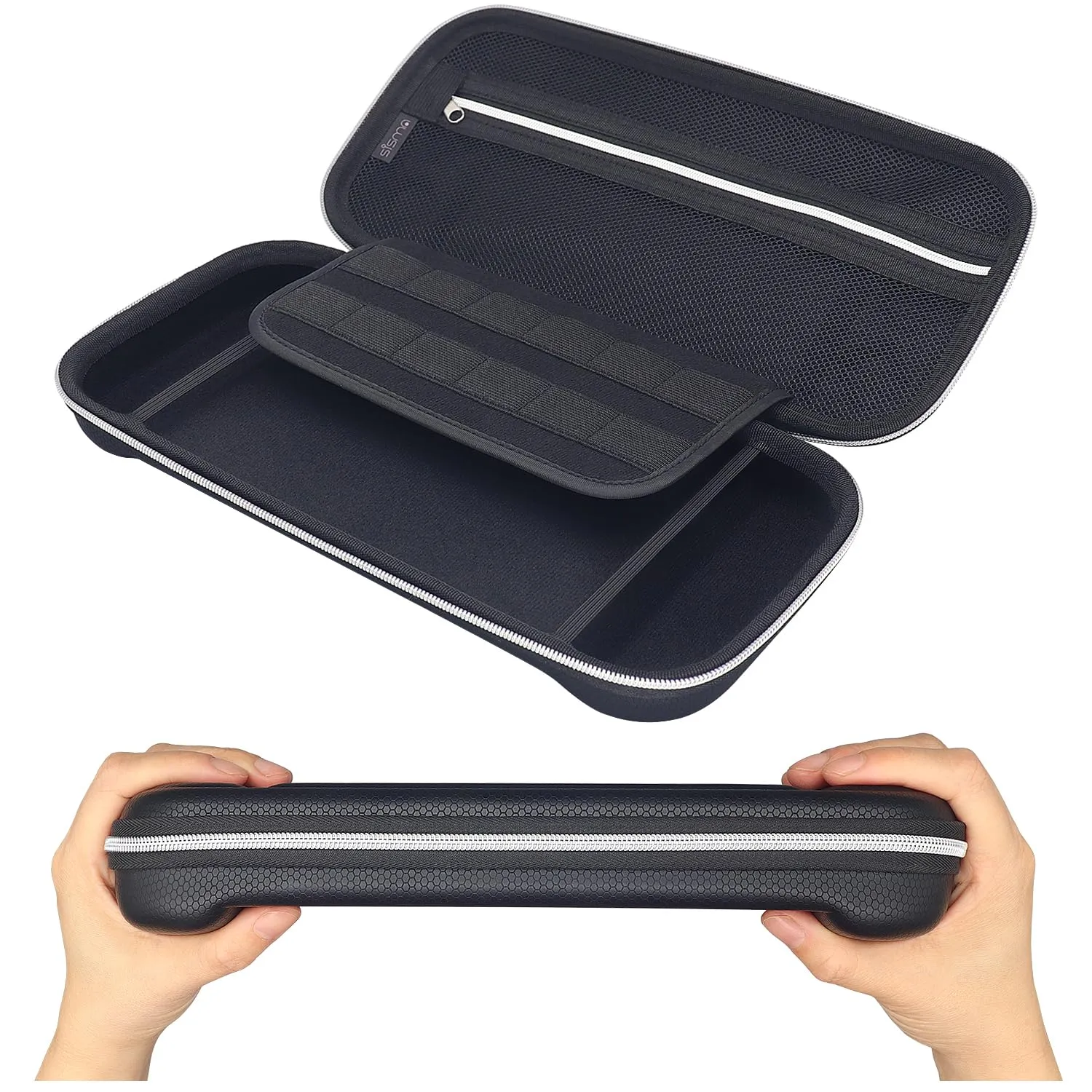 sisma Slim Carry Case Compatible with Nintendo Switch 2 Console, Hard Shell Travel Protective Case Carrying Bag Switch2 Accessories Storage Pocket & 12 Game Card Holders -Black