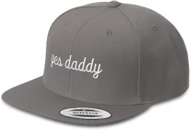 Snapback Hat for Men Flat Brim Hats Yes Daddy Dad Father Papa Pop Pa Embroidered Flat Bill Hat Acrylic