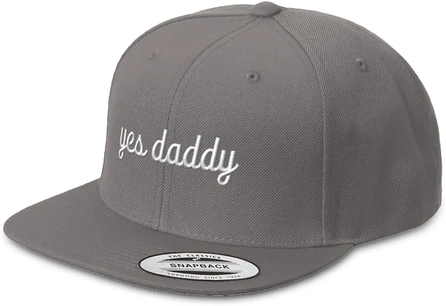 Snapback Hat for Men Flat Brim Hats Yes Daddy Dad Father Papa Pop Pa Embroidered Flat Bill Hat Acrylic