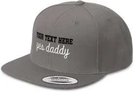 Snapback Hat for Men Flat Brim Hats Yes Daddy Dad Father Papa Pop Pa Embroidered Flat Bill Hat Acrylic