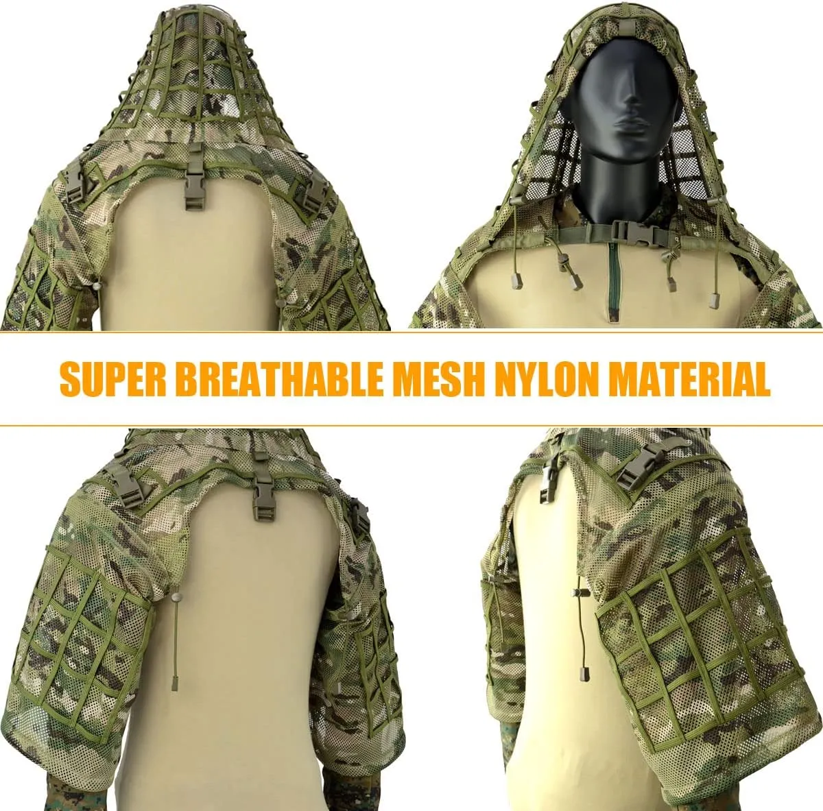 Sniper Ghillie Suit Foundation, Ripstop, Camouflage Tactical Ghillie Hood